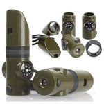 7 In1 Multifunctional Survival Whistle Compass Thermometer LED Flashlight